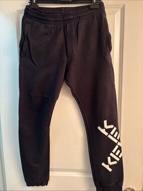 Kenzo Black Jogger Sweatpants with White Logo